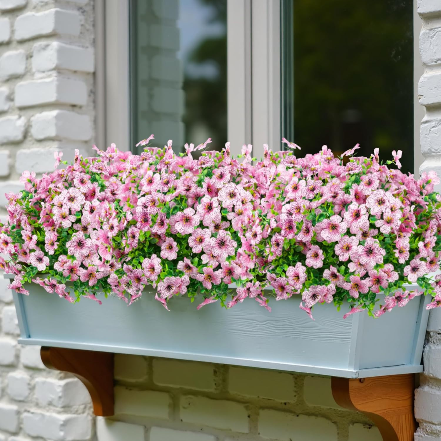 12 Bundles Artificial Flowers for Outdoors, UV Resistant, Pink