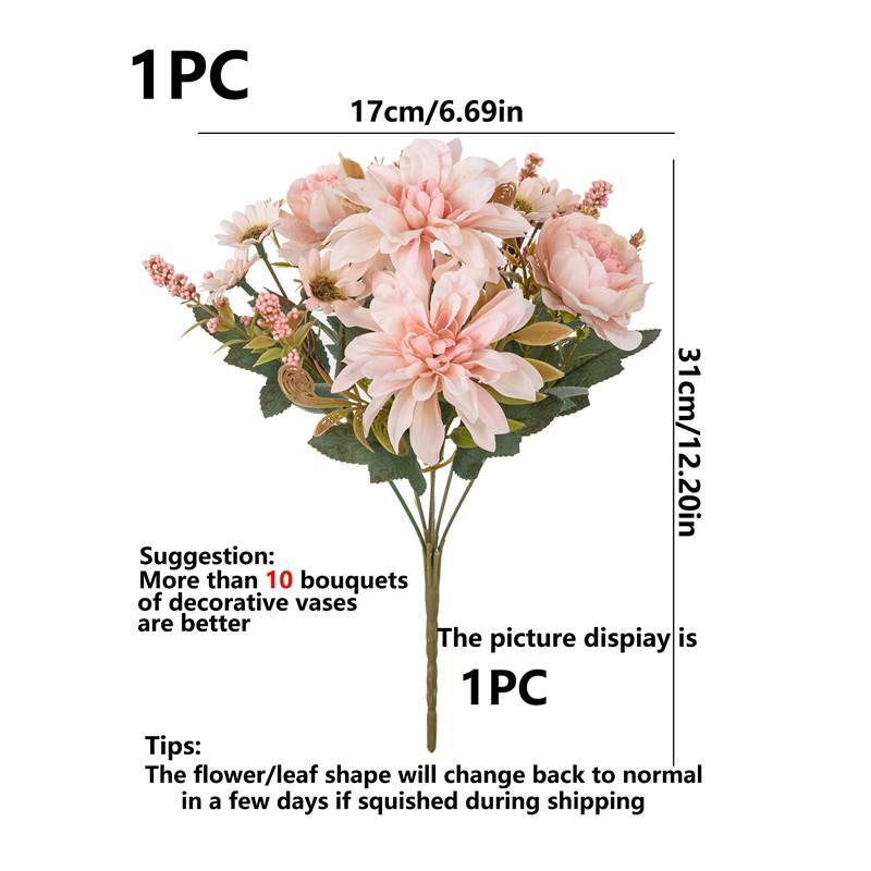 1pc Hot Sale Artificial Flower Silk Dahlia Rose Daisy Christmas Home Decoration