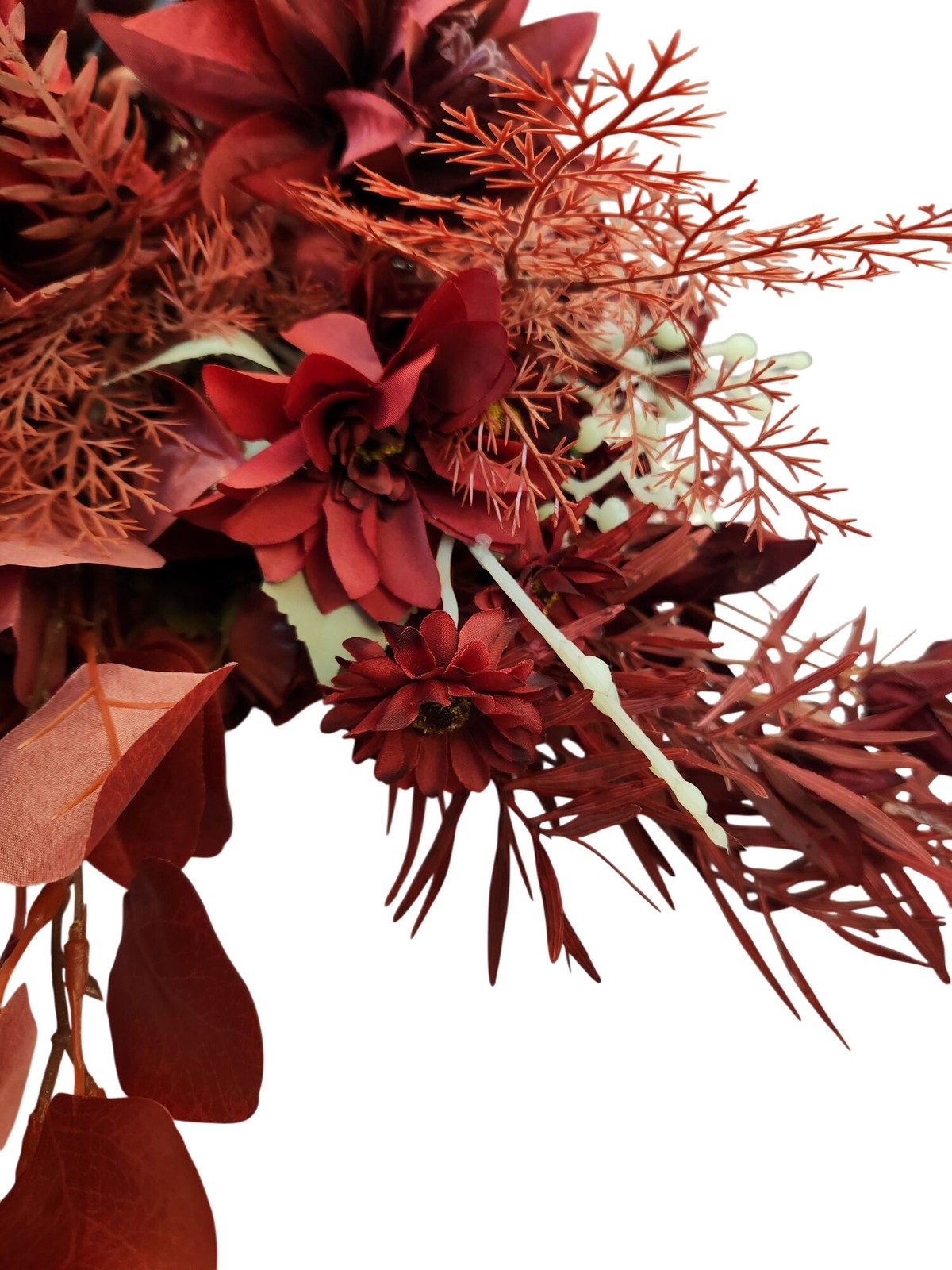 Burgundy Faux Flower Mixed Bouquet 11 Stems Floral Arrangement Realistic