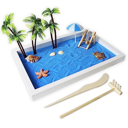 Timani Zen Garden for Desk – Zen Garden Sand Kit, Artificial Palm Tree, Rakes