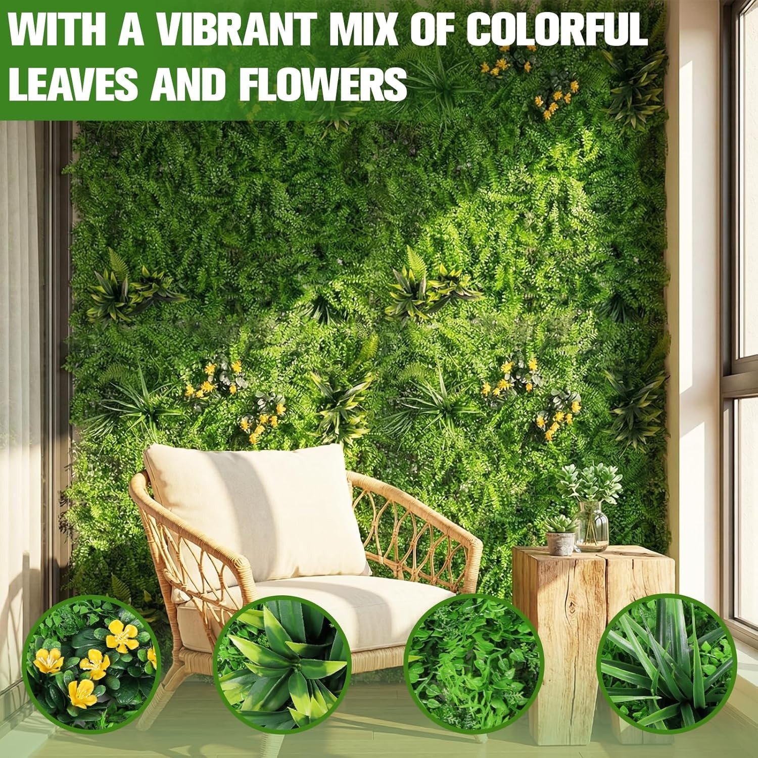 3PCS 40×40″ Artificial Boxwood Wall Hedge Mat Plant Panels UV Resistant Outdoor