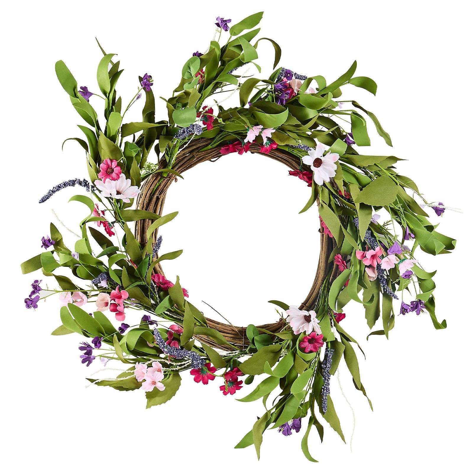 All Season Floral Wreath 22in Artificial Daisy Babysbreath for Home Wall Door