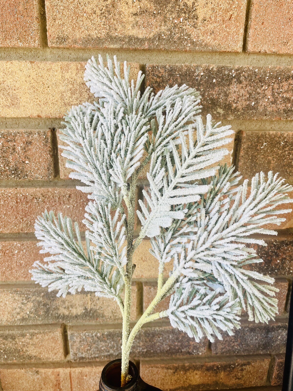 Flocked Pine Pick, 24” Christmas Or Winter