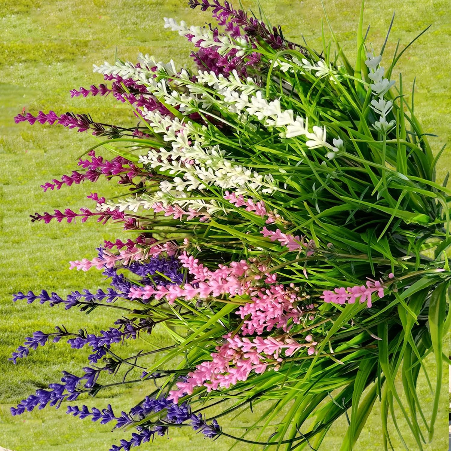 Artificial Grass Fake Plants，Outdoor Fake Monkey Tail Grass with Flowers for …