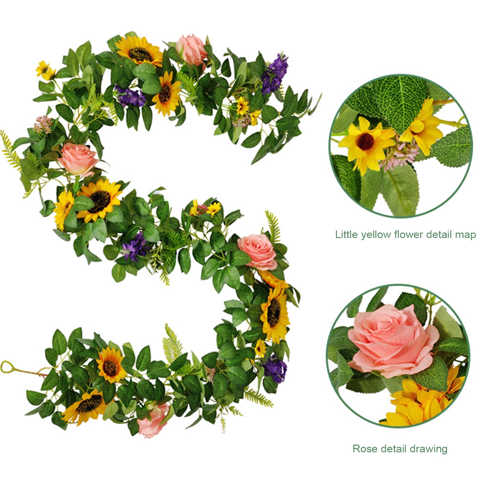 190cm Nordic Style Artificial Sunflower Vine Wedding Home Decor