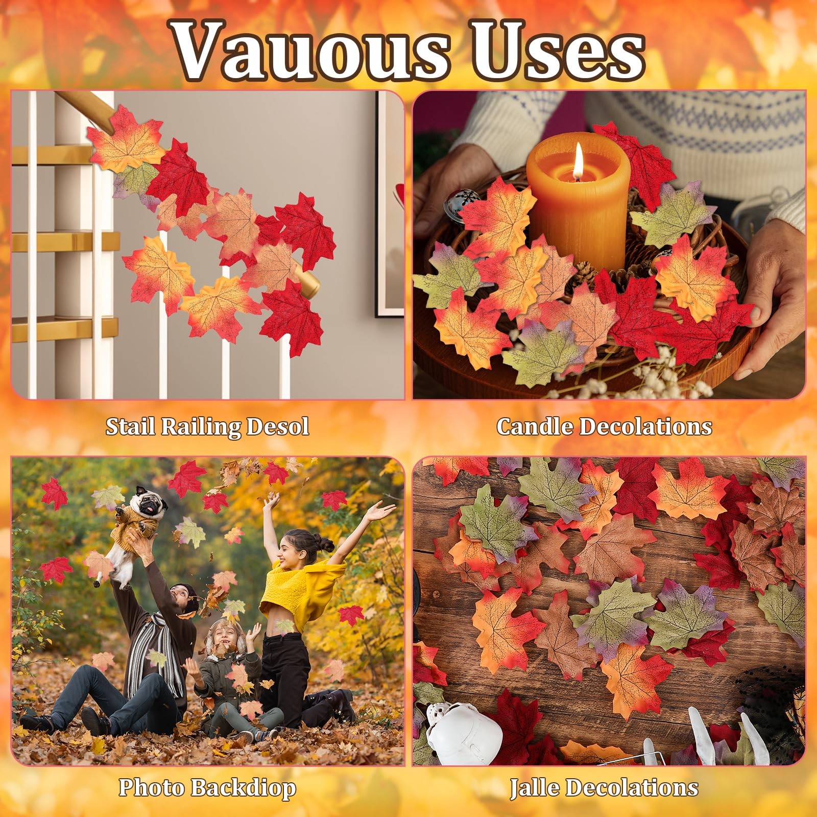 Fall Leaves Fake Maple, 200Pcs Artificial Autumn Leafs Decorations for Fall W…