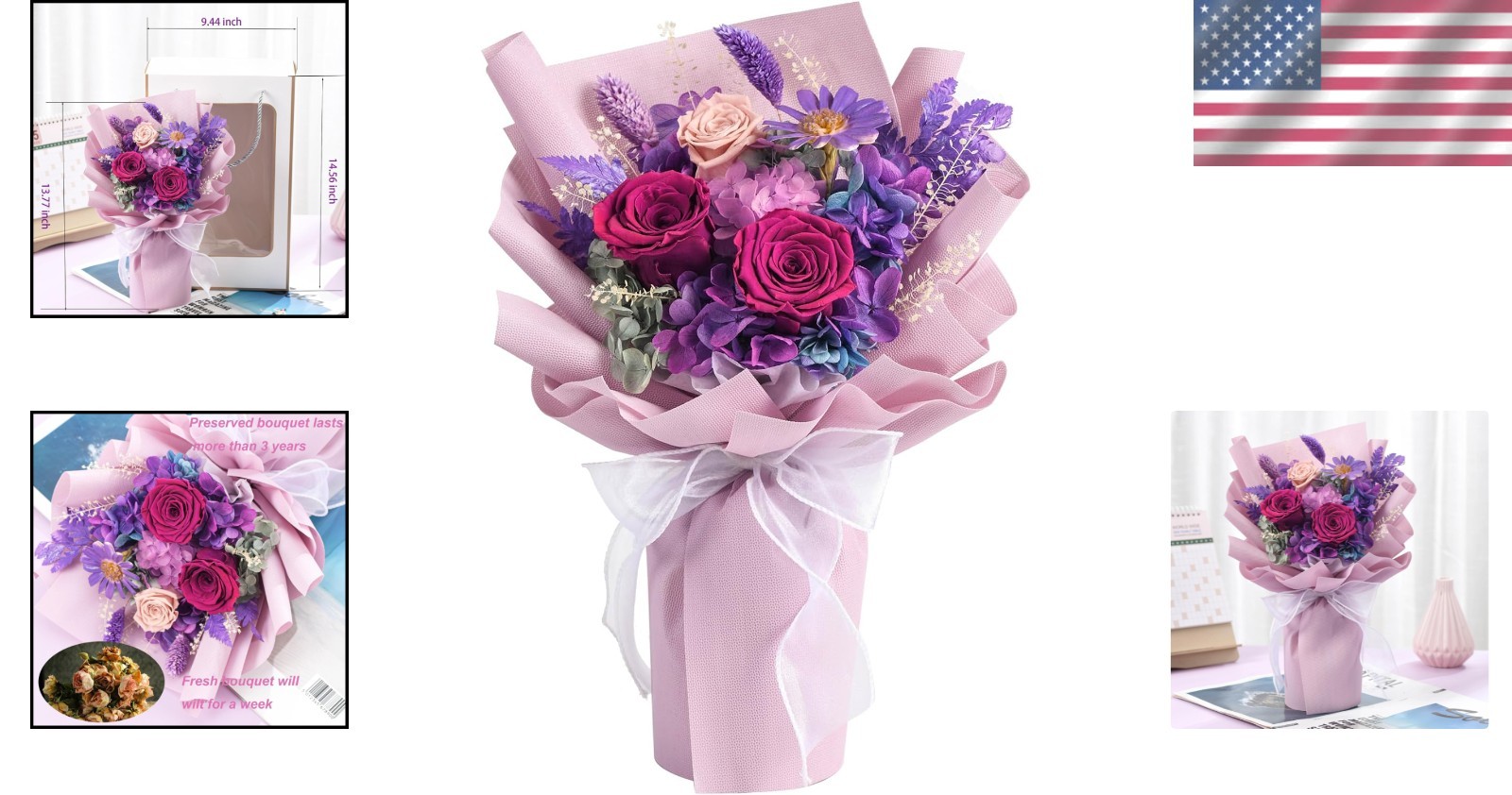 Preserved Flowers Bouquet for Delivery Long Lasting Gift for Women