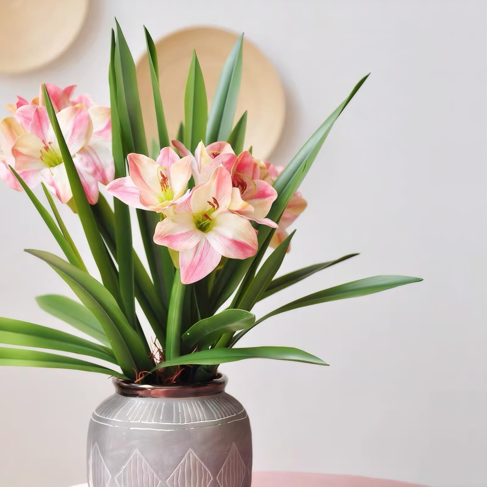 3 PCS 17 Inch Artificial Cymbidium Clivia Faux Orchid Leaves Green Plants