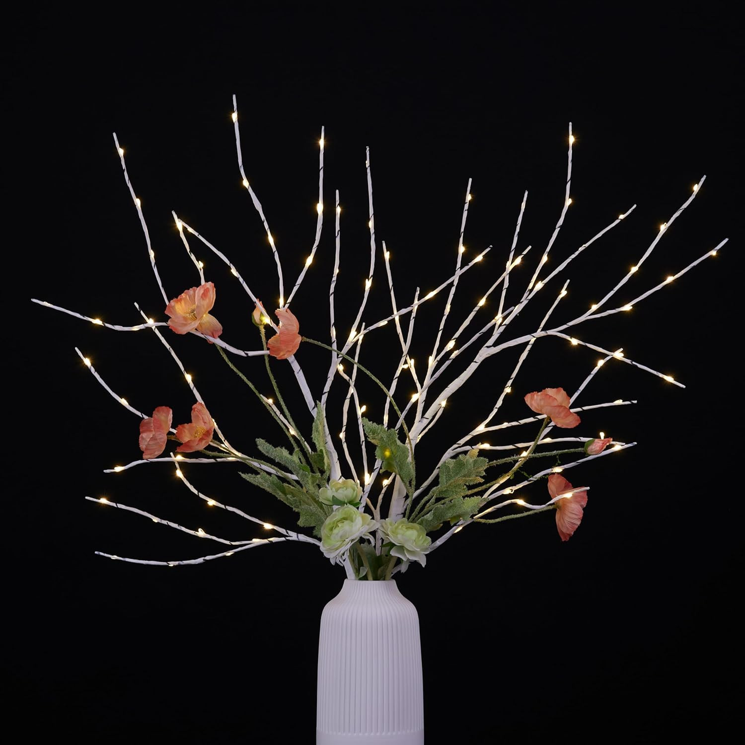 Lighted 32IN Artificial Twig Birch Tree Branch with 120 Fairy LED Lights Battery