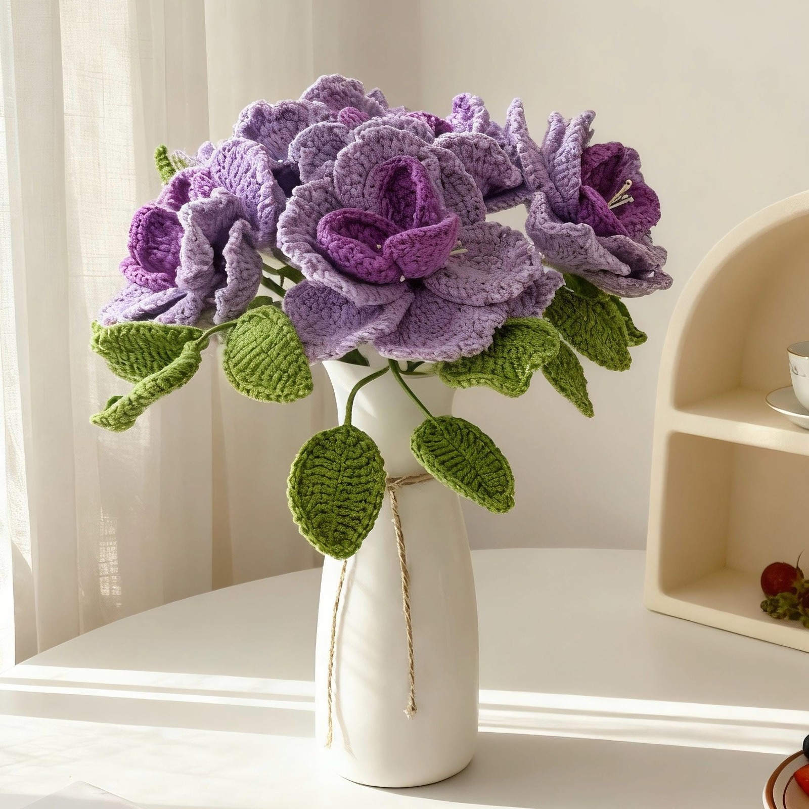 Crochet Rose Bouquet Handmade Yarn Flowers Anniversary Home Decor Keepsake Gift