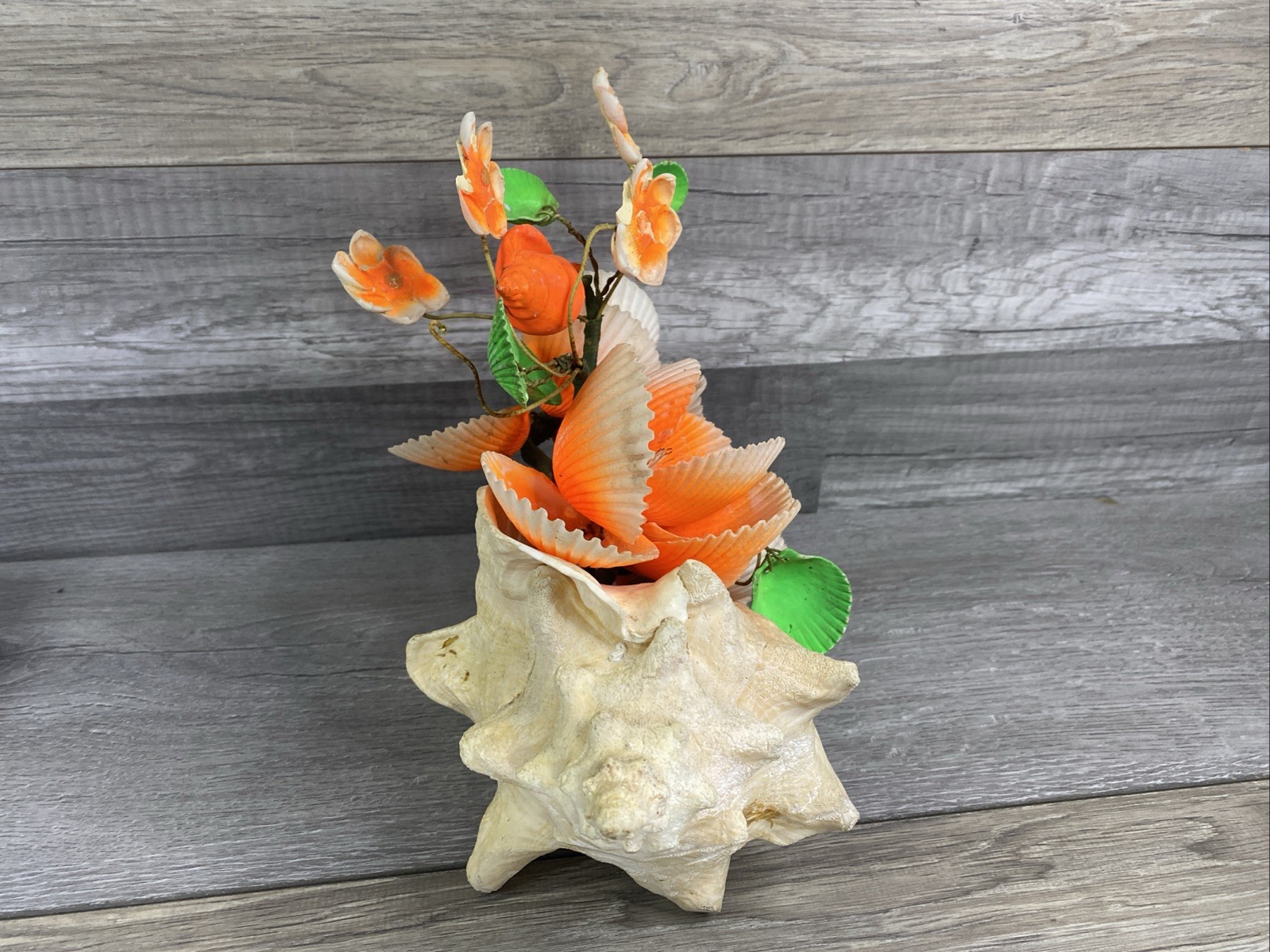 Vintage Seashells Kitschy Flower Bouquet Shell Floral Arrangement