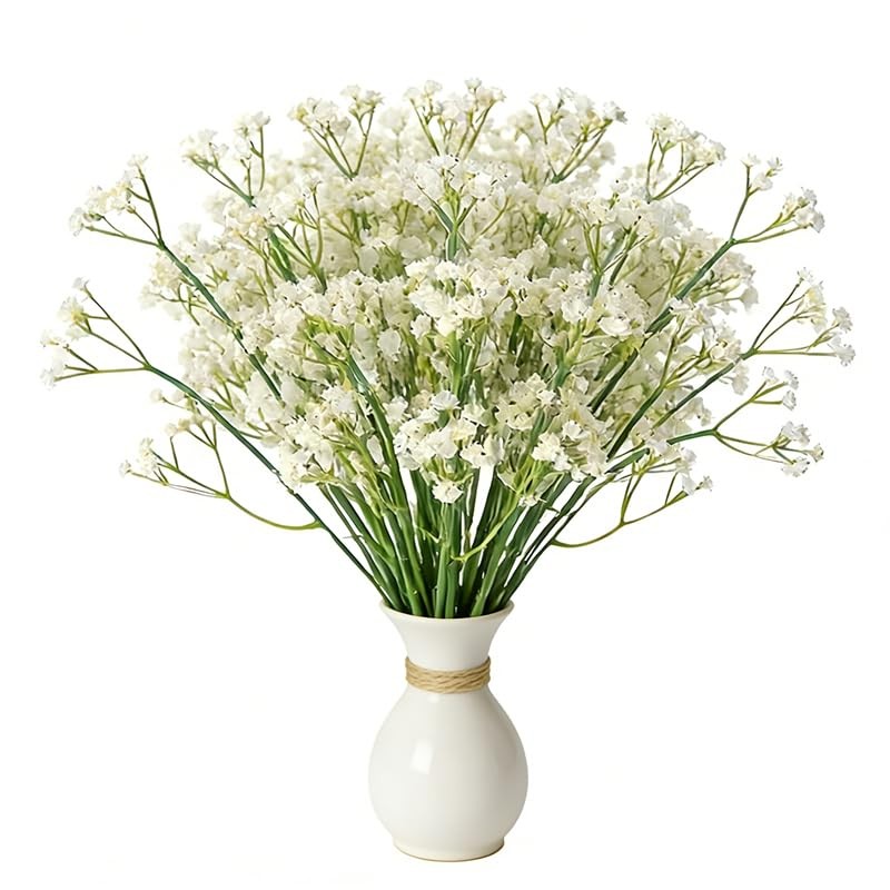 10 PCS White Babys Breath Artificial Flowers Real Touch Gypsophila Wedding