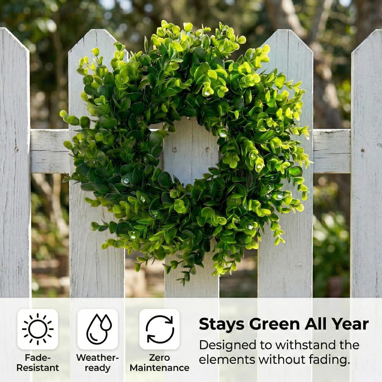 Plamyi 13″ 2 pcs Mini Boxwood Wreath – Faux Green Wreaths for Decorating, Can…