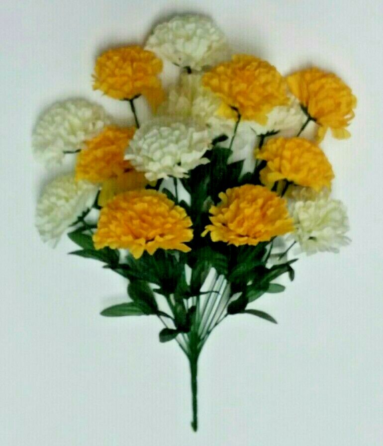 New 20″ Yellow & Cream Carnation Fake Flower Bouquet Home General Decor Craft