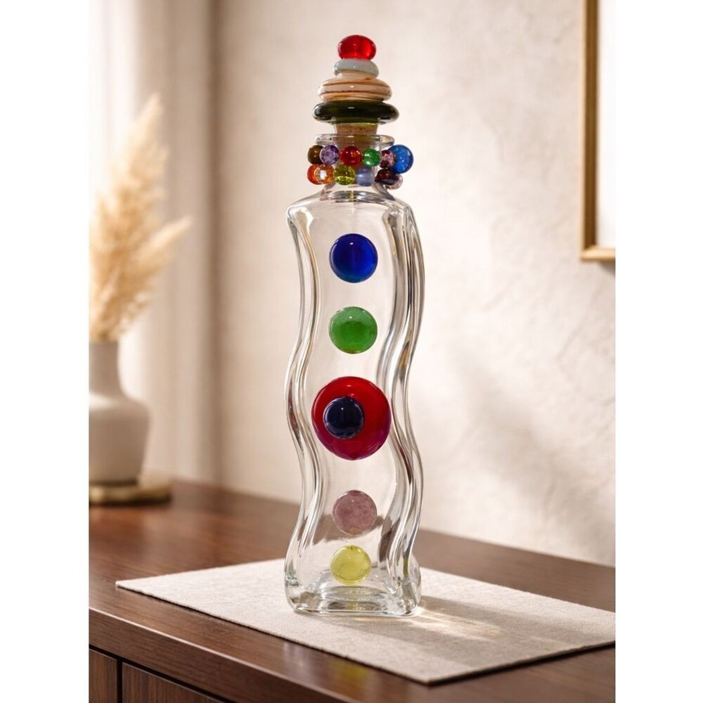 Italy 200ml Glass Jar Multi Color Stones with Removable Lid