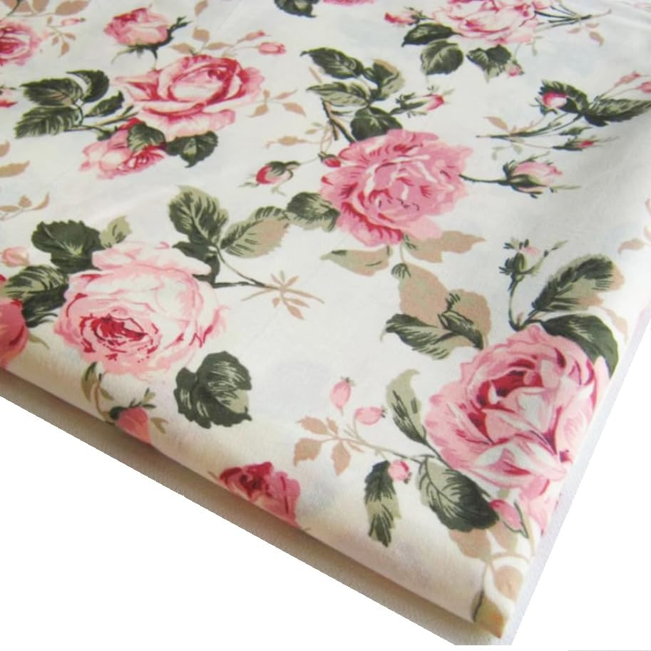 (1 Square Yard Cut) Flower Rose in Sweet Vintage Pink Red Roses Bouquet Wedding,