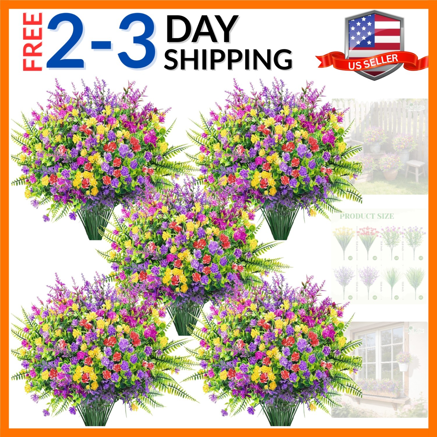 24 Bundles Artificial Flowers Bulk for Outdoors UV Resistant Fake Flowers Spr…