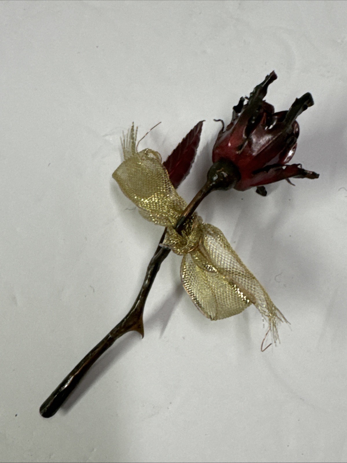 Bronze Lacquer Dipped L Trimmed Forever Rose 4.5” (c)