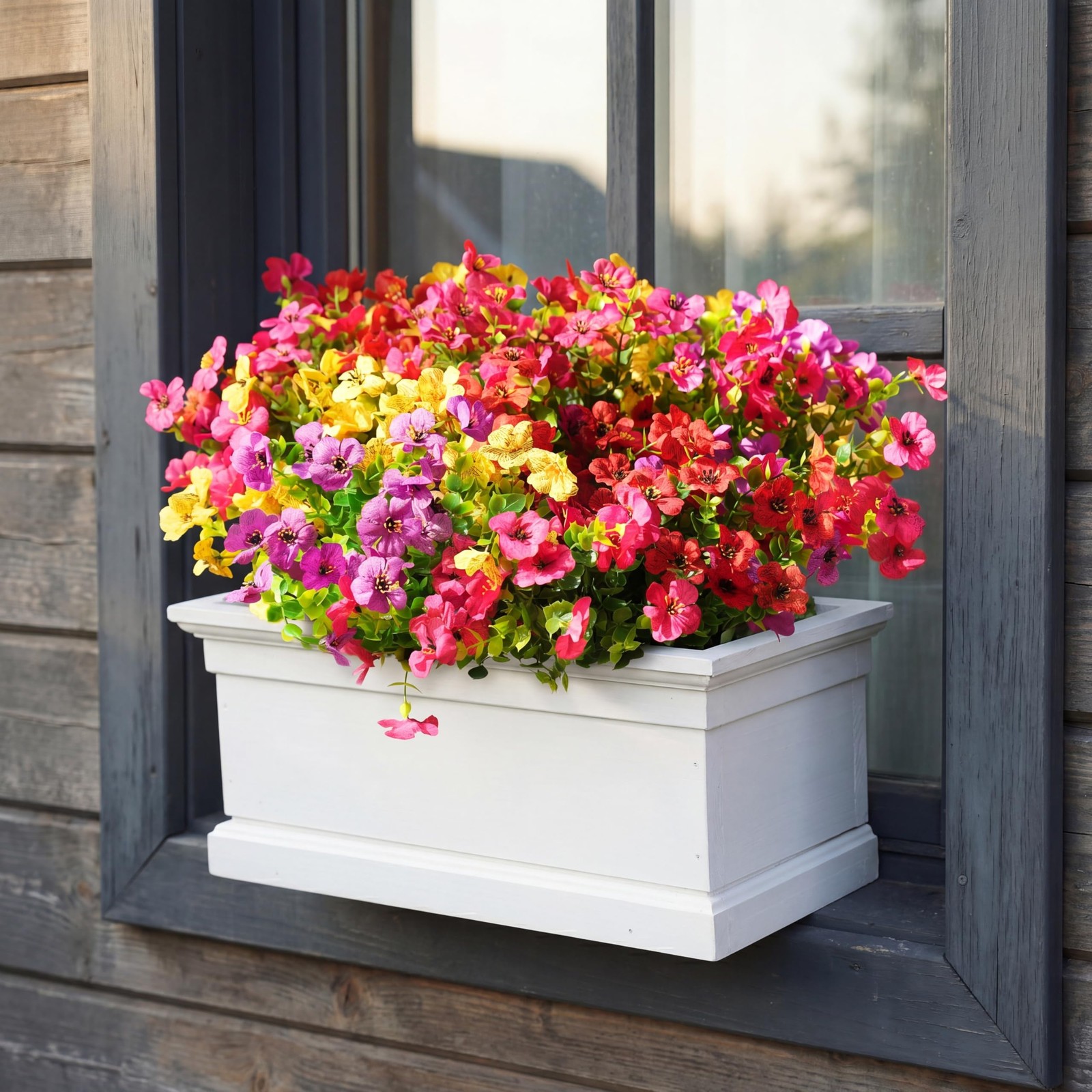 Artificial Flowers for Outdoors, UV Resistant Fake Silk Flowers