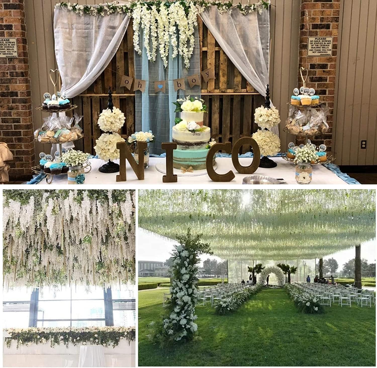 Wisteria Hanging Flowers – 36 Pieces 3.75 Feet/Piece Artificial Wisteria Vine Fa