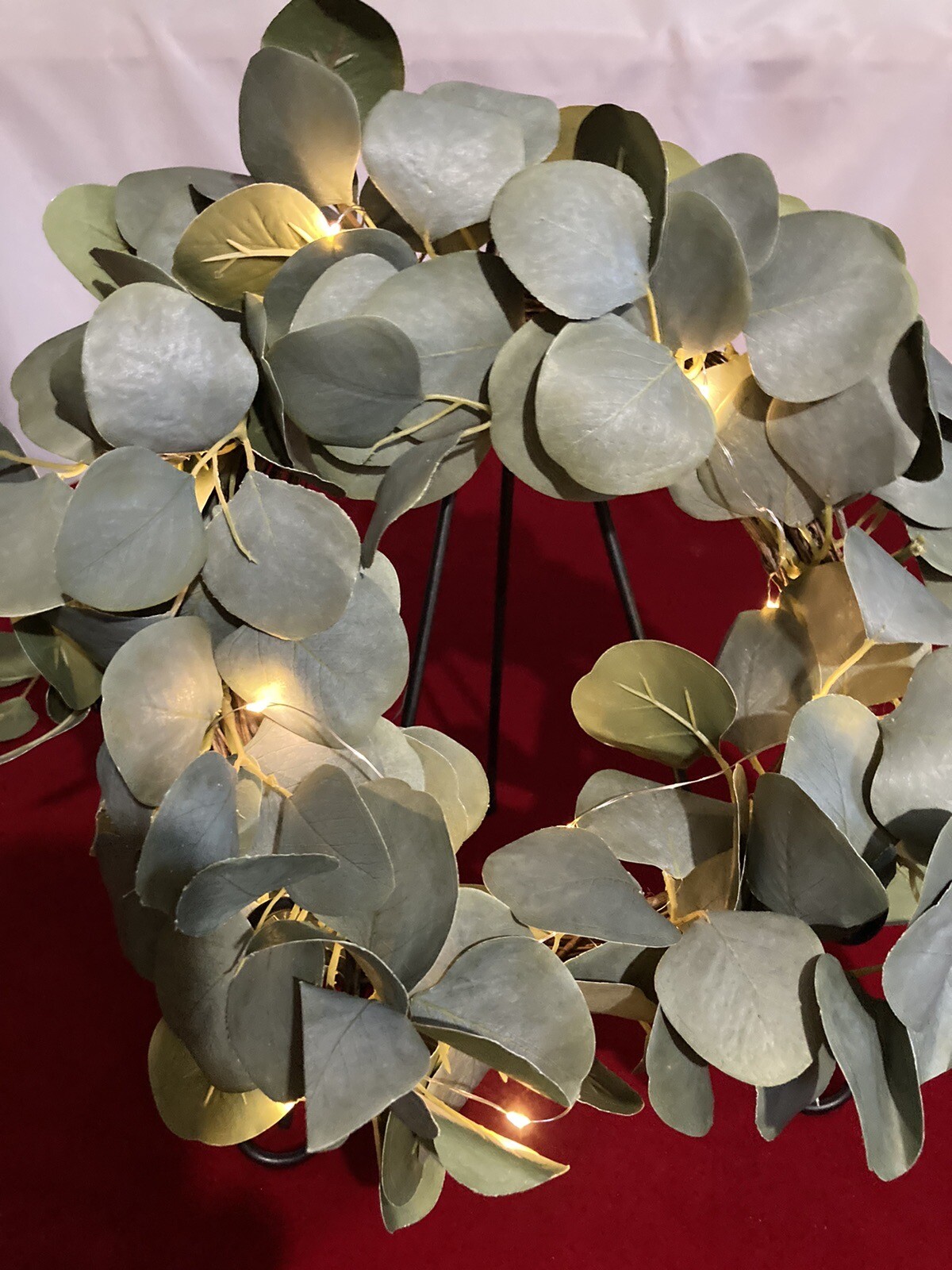 Small Green Eucalyptus With Fairy Lights Wreath