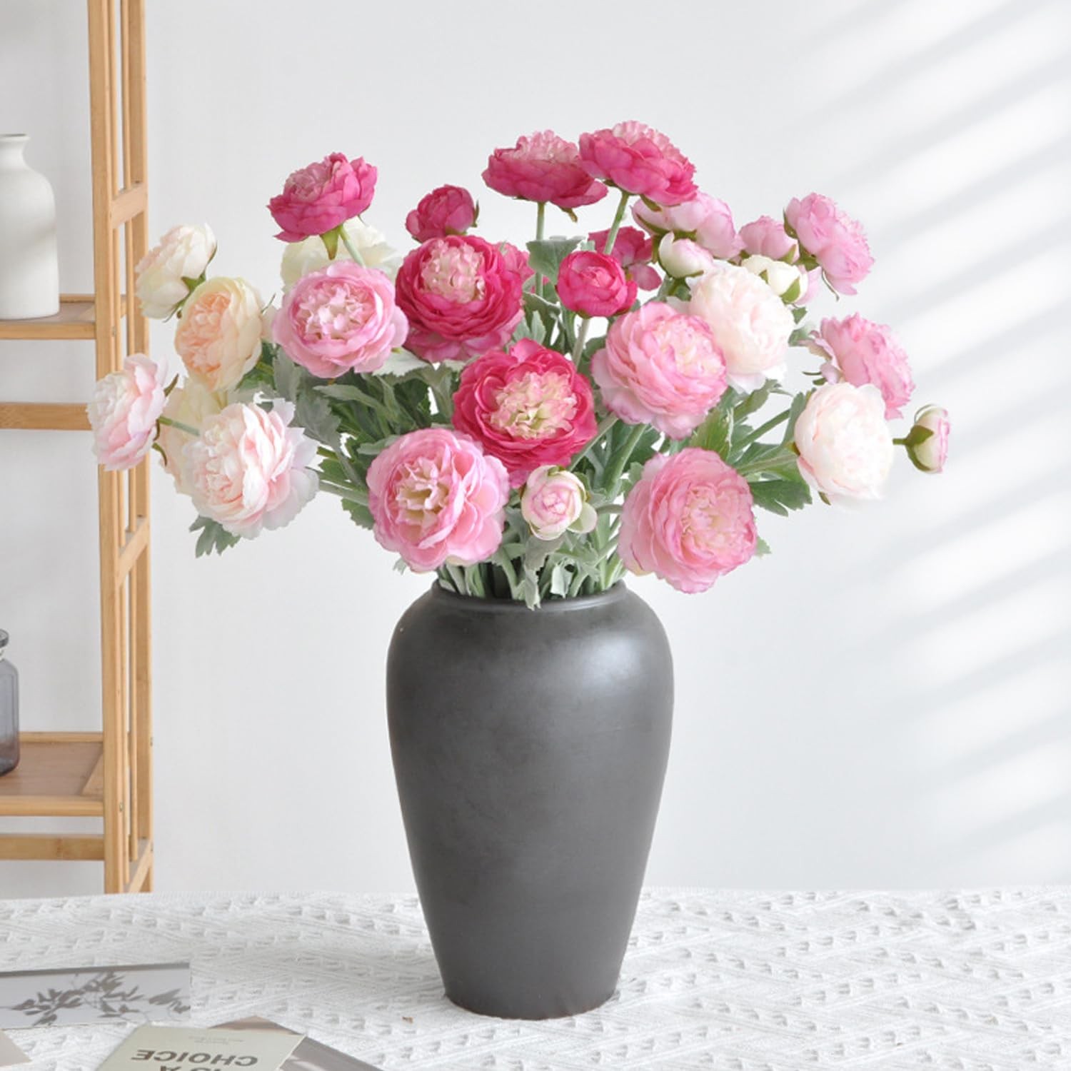 Artificial Flowers Silk Peony 20Pcs 60Heads Pink Red Faux Floral Arrangements