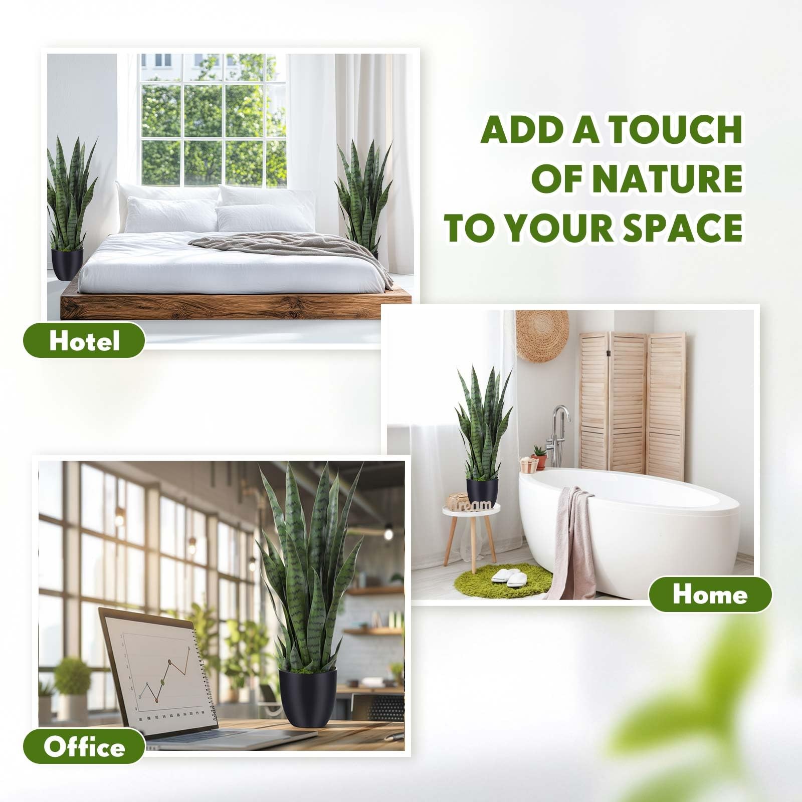 Giegxin Artificial Snake Plant 28″ Faux Sansevieria Plants Indoor Outdoor wit…