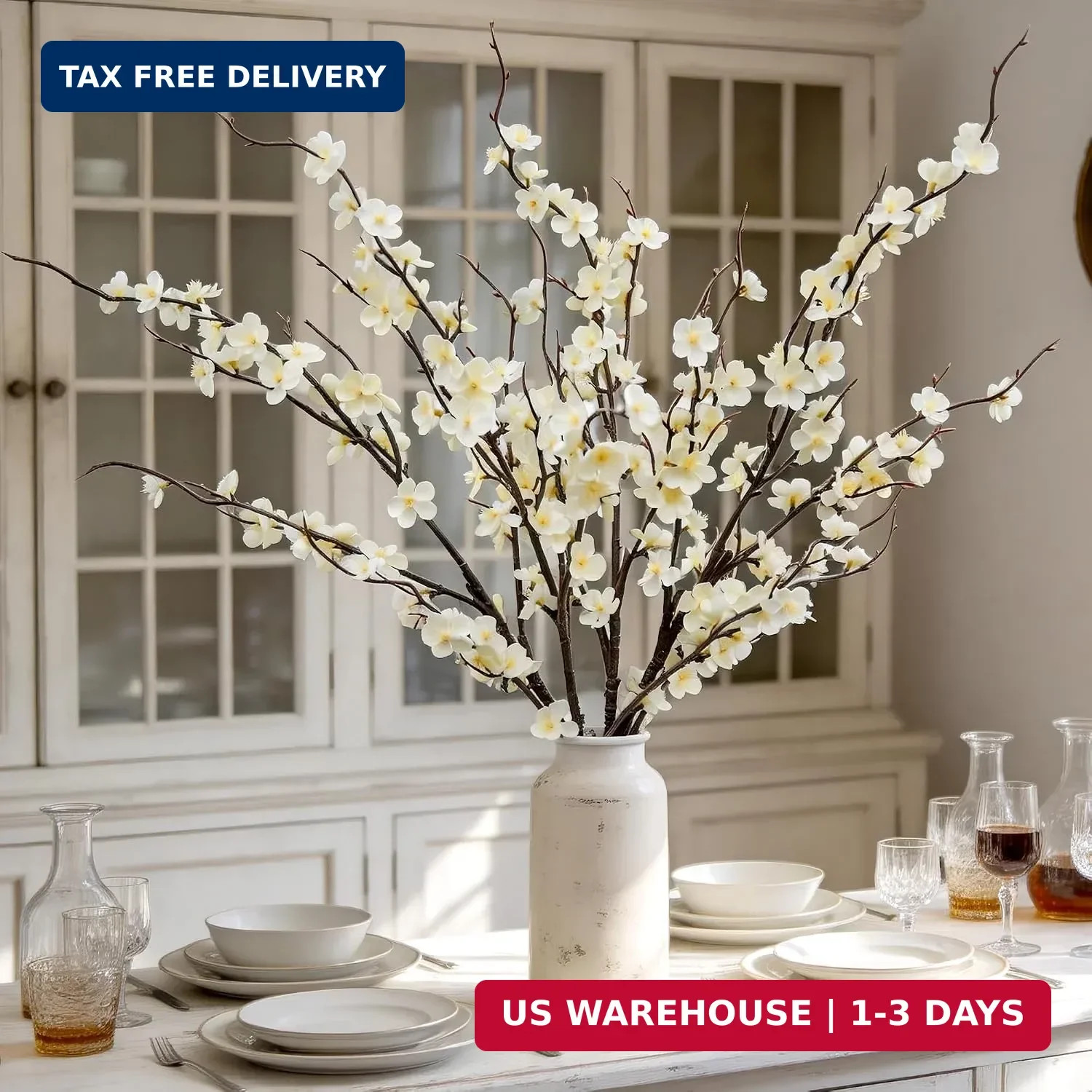 4Pcs Cherry Blossom Branches 39 Inch Artificial Cherry Blossom Decor for Spring