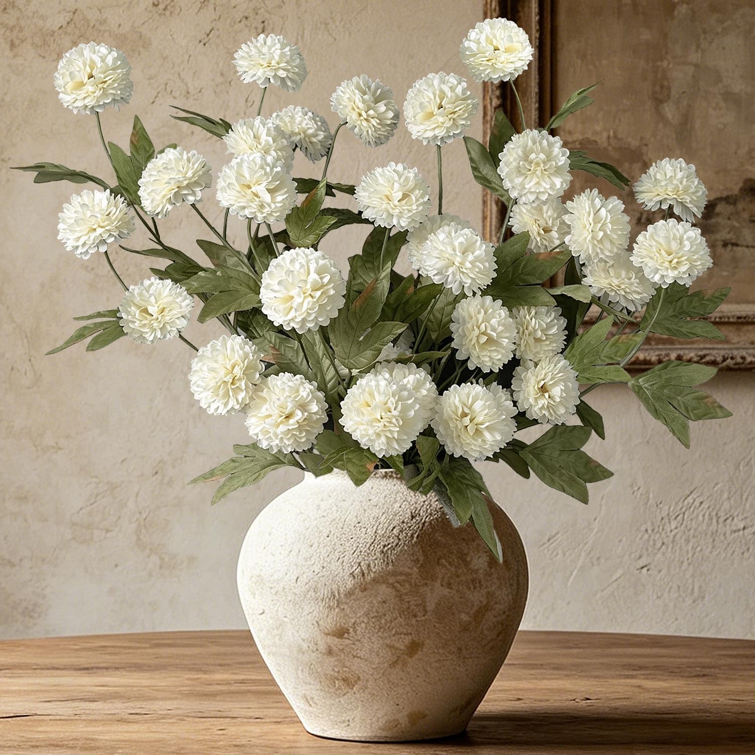 6PCS Long Stems Faux White Flowers Realistic Artificial Fall Flowers Indoor F…