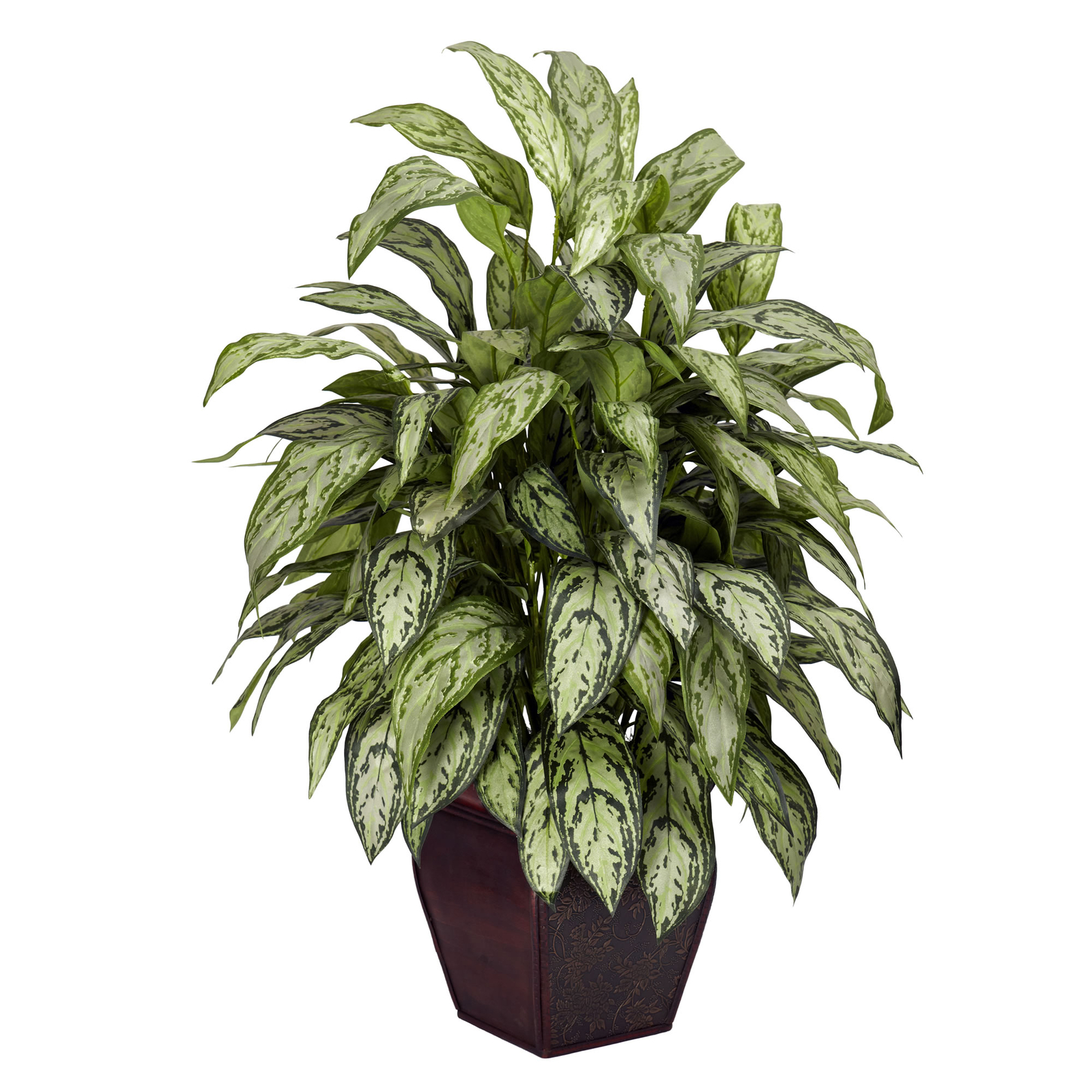 Silver Queen W/Decorative Planter Silk Plant Realistic Nearly Natural Home Decor