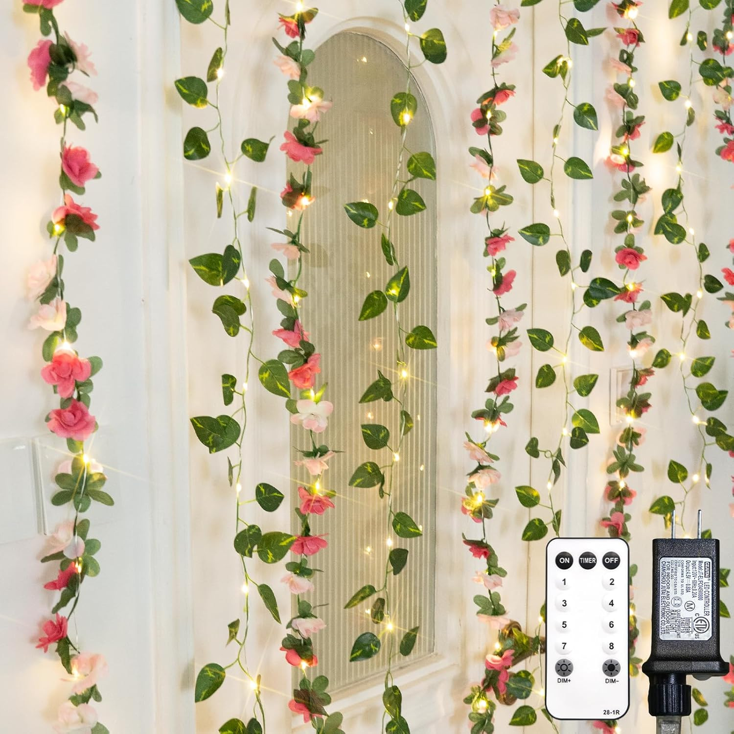 300 LED Flower Garland Fairy Lights for Bedroom, Wedding, Party Decor 6.56ft