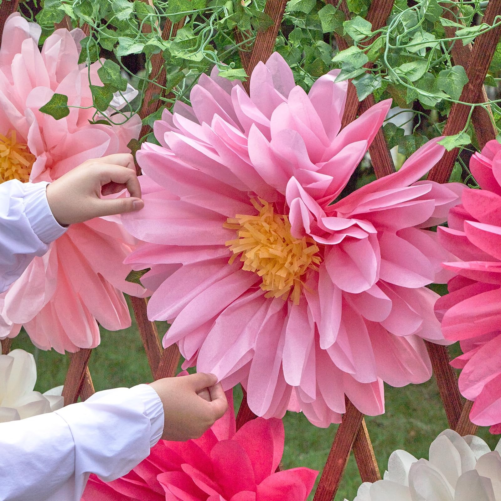 Pink Large Tissue Paper Flowers Party Decorations Birthday Backdrop 20 Inch 6PCS