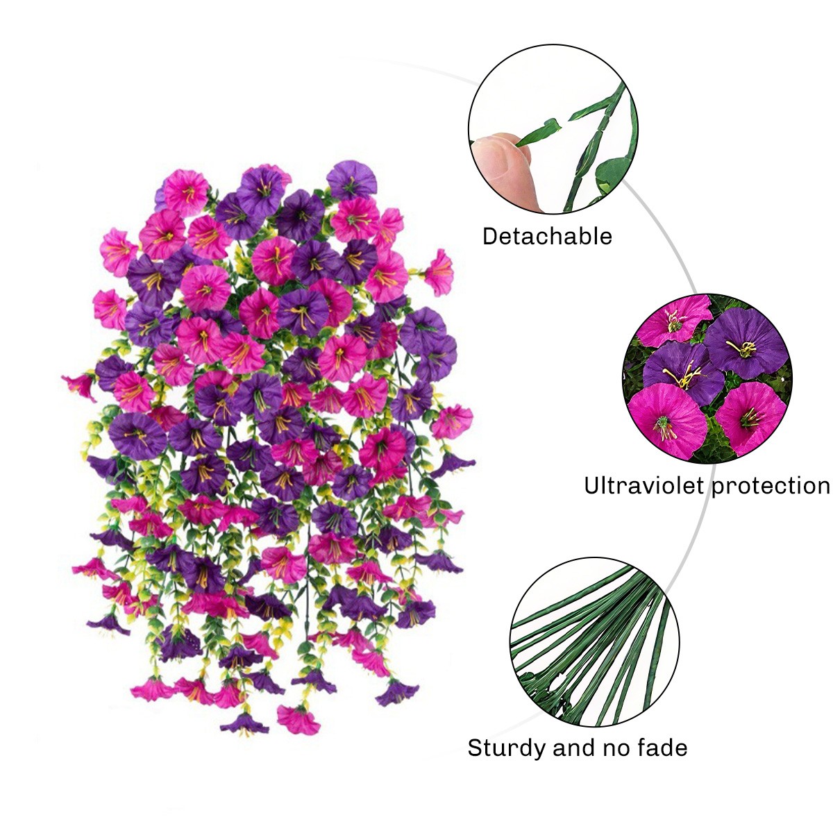 4x Artificial Fake Hanging Flower Vine Plant Wedding Garden Indoor Outdoor Decor