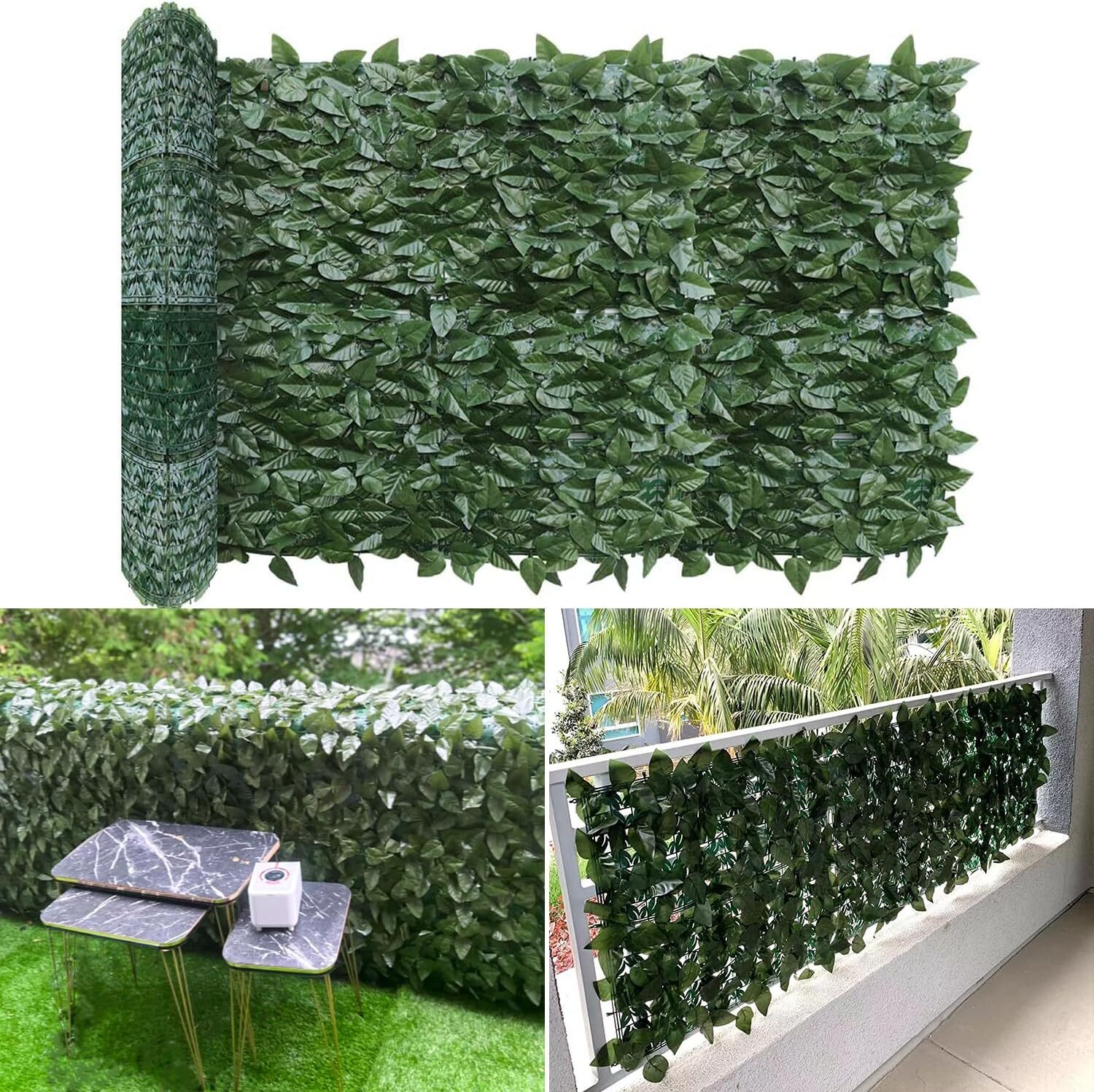 39″ 58″ Artificial Faux Ivy Laurel Leaf Fence Privacy Screen Wall Plant Decor
