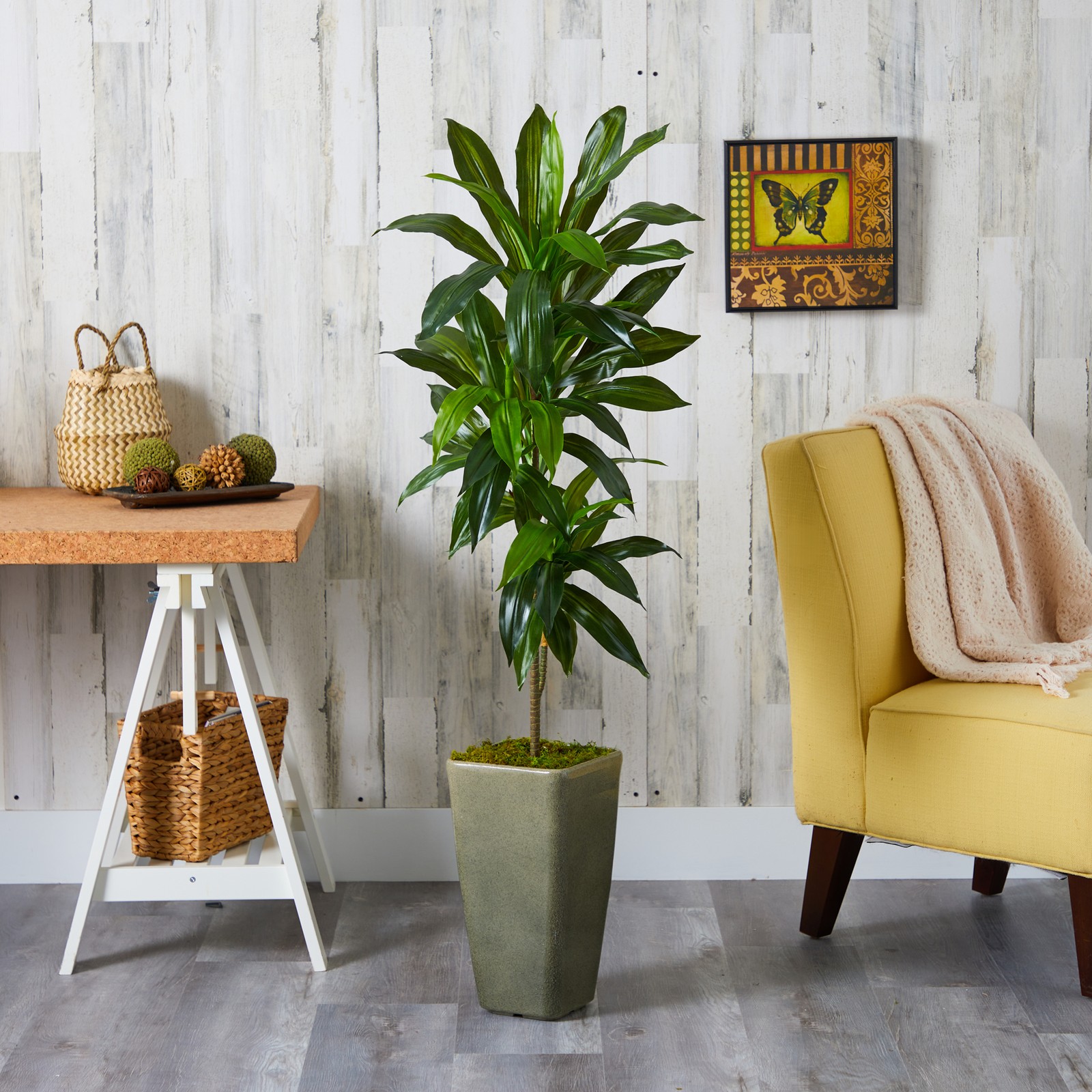 Nearly Natural 4.5ft Dracaena Artificial Plant Planter (Real Touch)