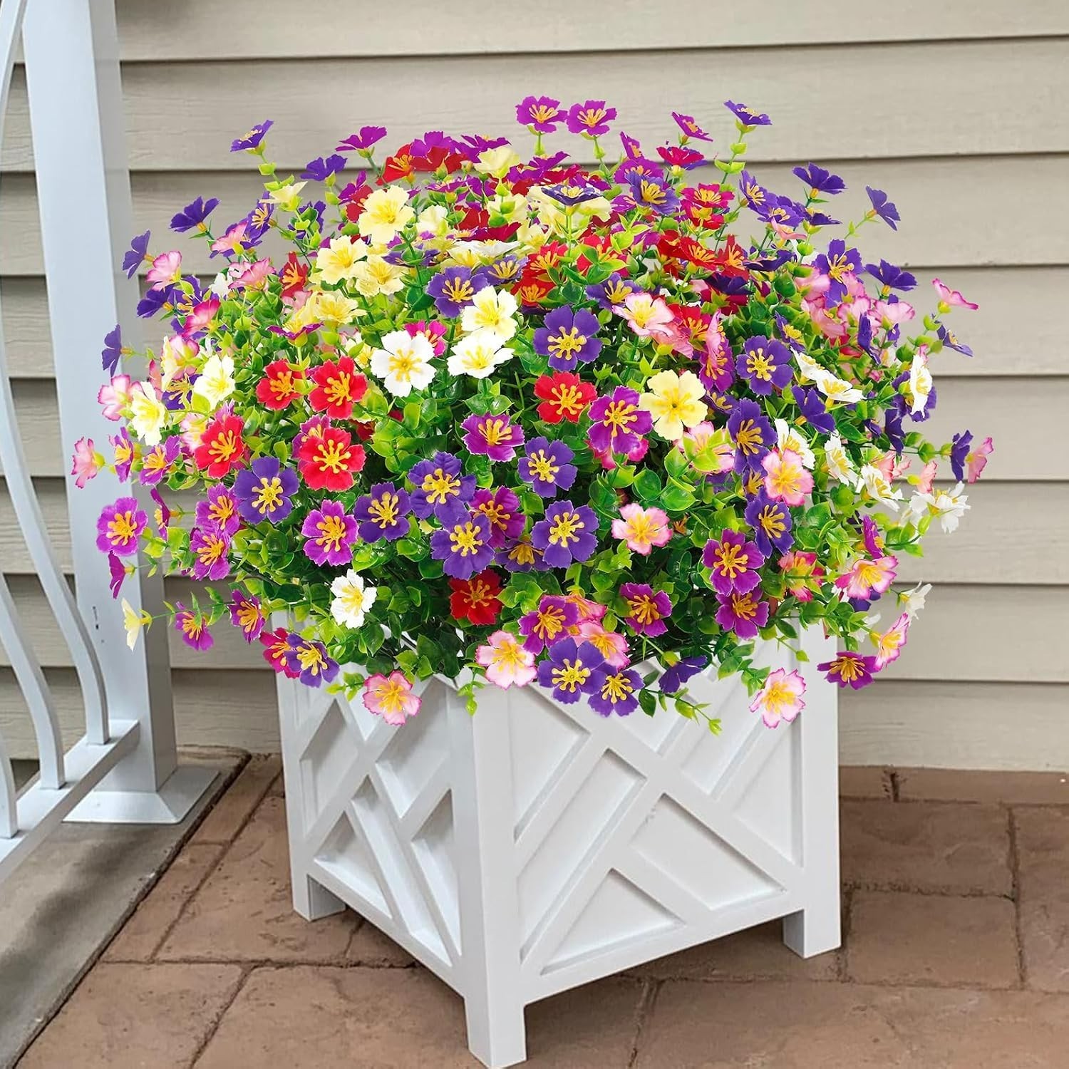 24pcs Faux Greenery: Durable, UV Resistant Flowers for Indoor & Outdoor Use