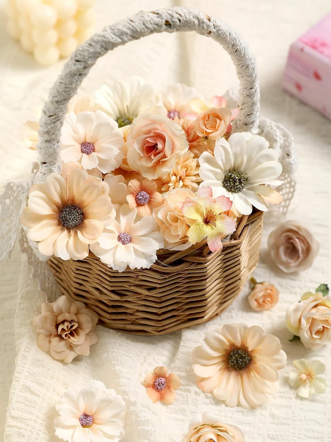 Artificial Flowers Fake Floral Heads for Crafts Weddings Home Decor 45 Pcs