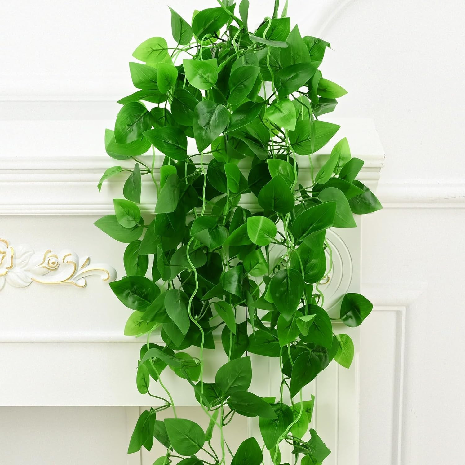 Lush 8Pcs Fake Hanging Plants – Faux Pothos Vines for Indoor & Outdoor Decor