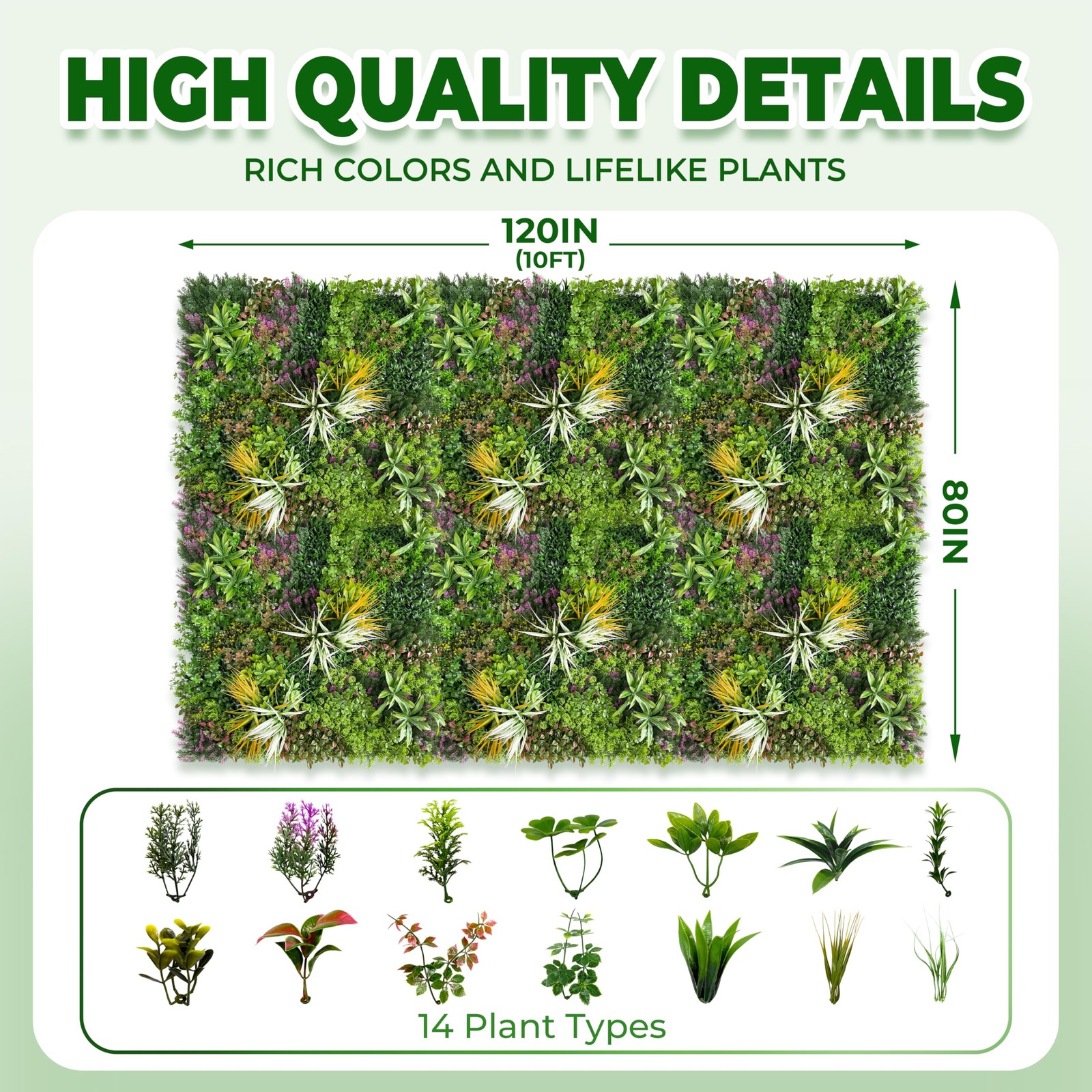 80×120 in (67 Sqft) Artificial Boxwood Grass Wall Hedge Roll