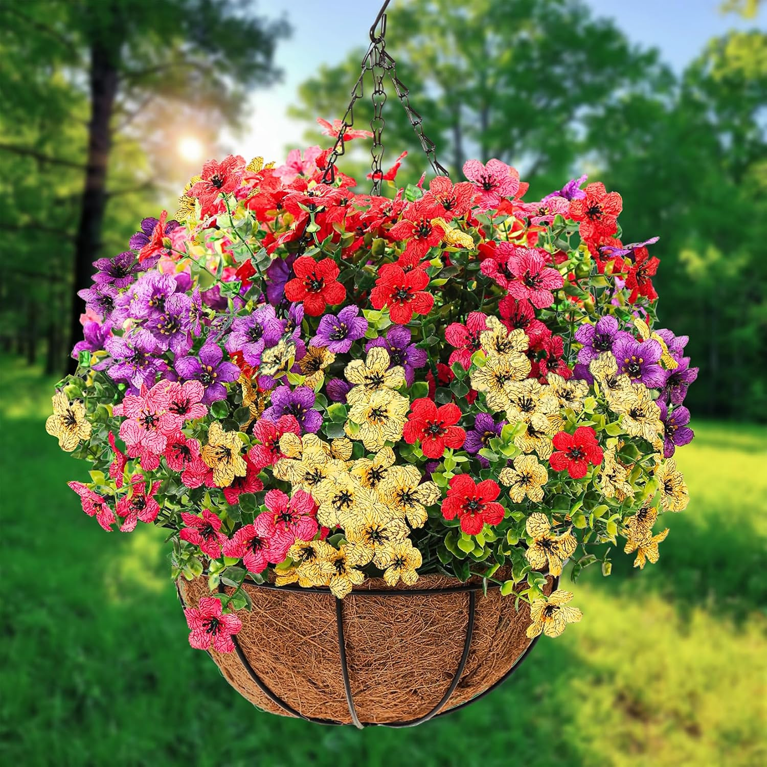 Artificial Flowers for Outdoors,24 Bundles Uv Resistant Artificial Outdoor Flowe