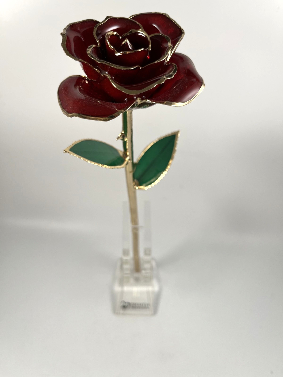 NIB DEFAITH 24K GOLD DIPPED RED WINE ROSE ANNIVERSARY GIFT w/BOX