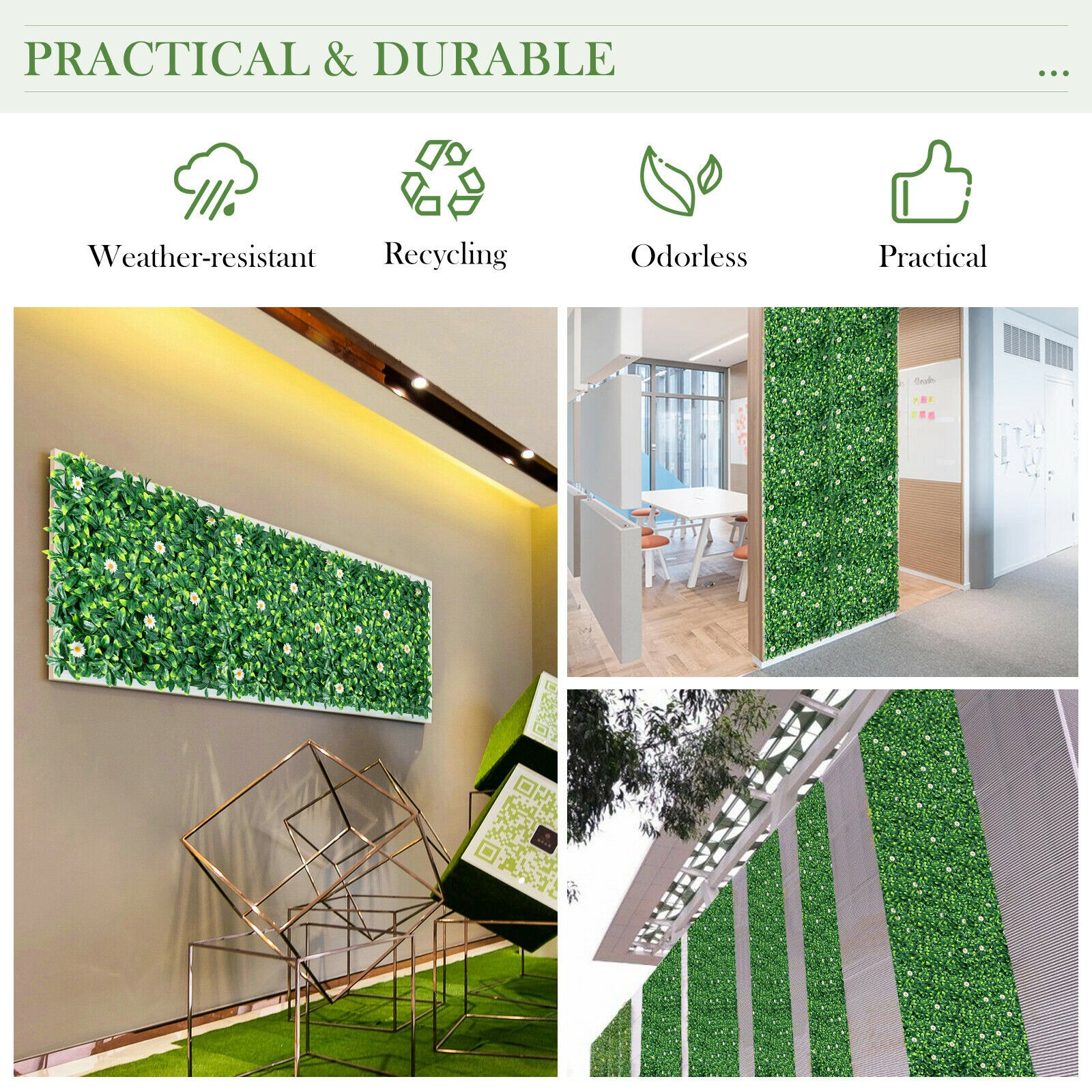12PCS 20x20inch Artificial Daisy Hedge Plant Privacy Fence Hedge Panels