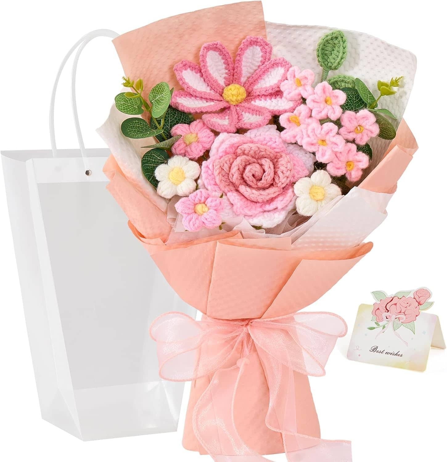 Pink Handmade Bouquet of Flowers for Lover Anniversary Birthday Party