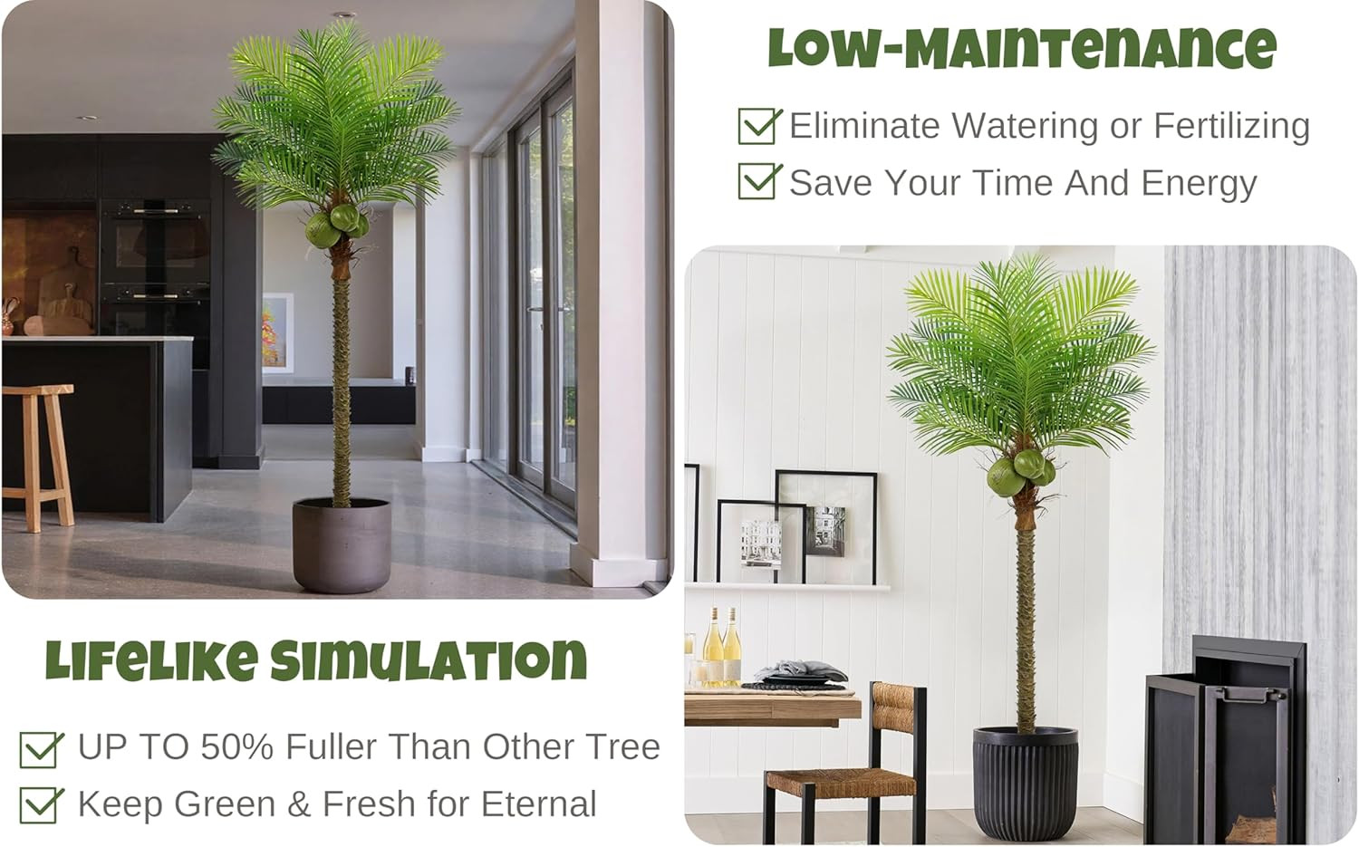 8FT Artificial Phoenix Palm Tree with Coconut Fruits for Indoor/Outdoor Decor