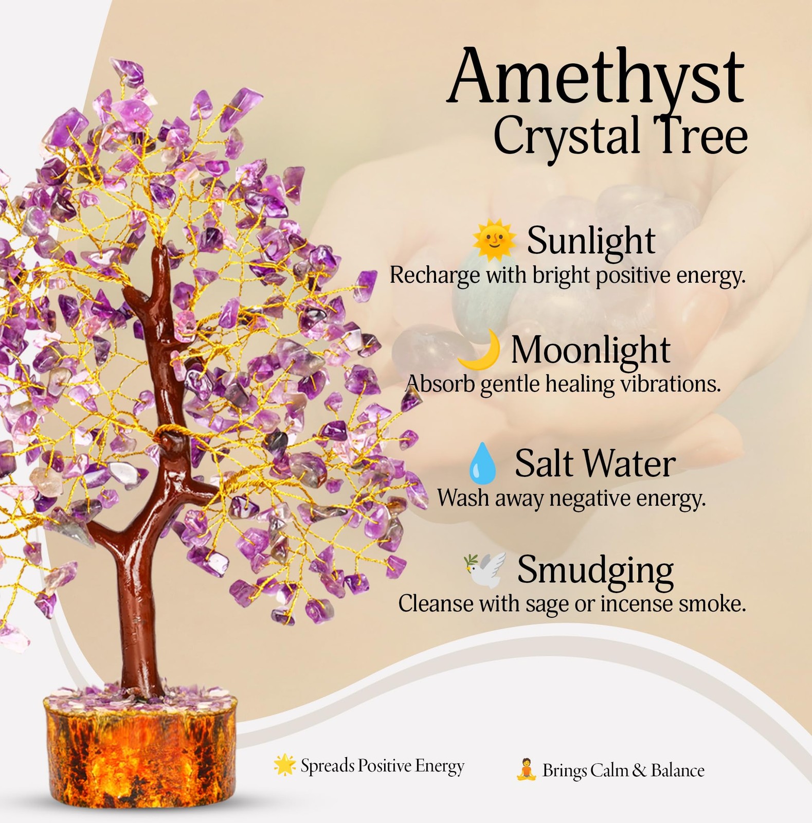 Amethyst Tree – Crystal Tree – Feng Shui Crystals Decor – Purple Decor – Spir…