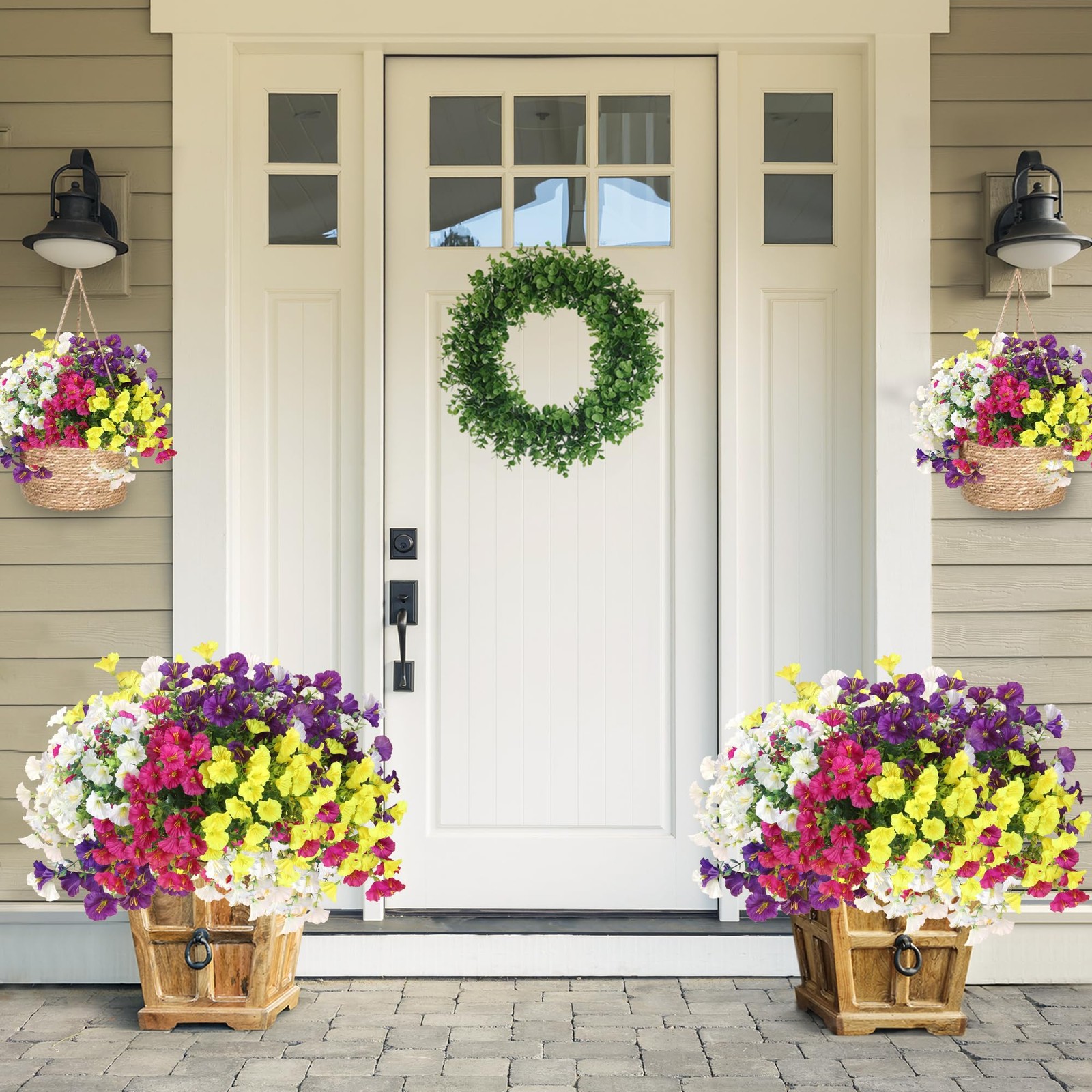 Artificial Flowers for Outdoors 12 Bundles Realistic Faux Plants UV Resistant…
