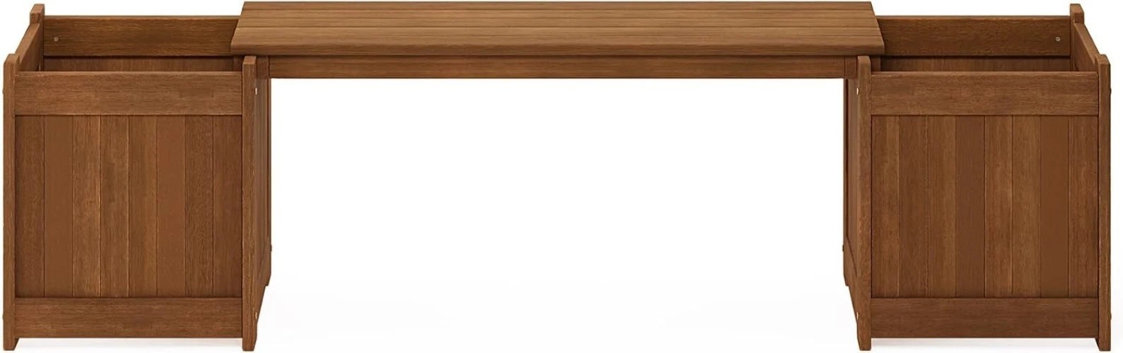 Elegant Tioman Brown Flower Box with Removable Bench – Weather Resistant Design