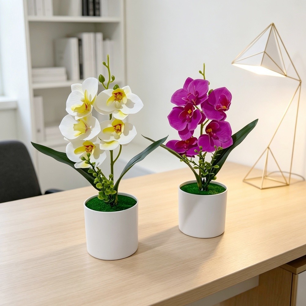 Modern Artificial Phalaenopsis Orchid Plant for Contemporary Decor 38cm