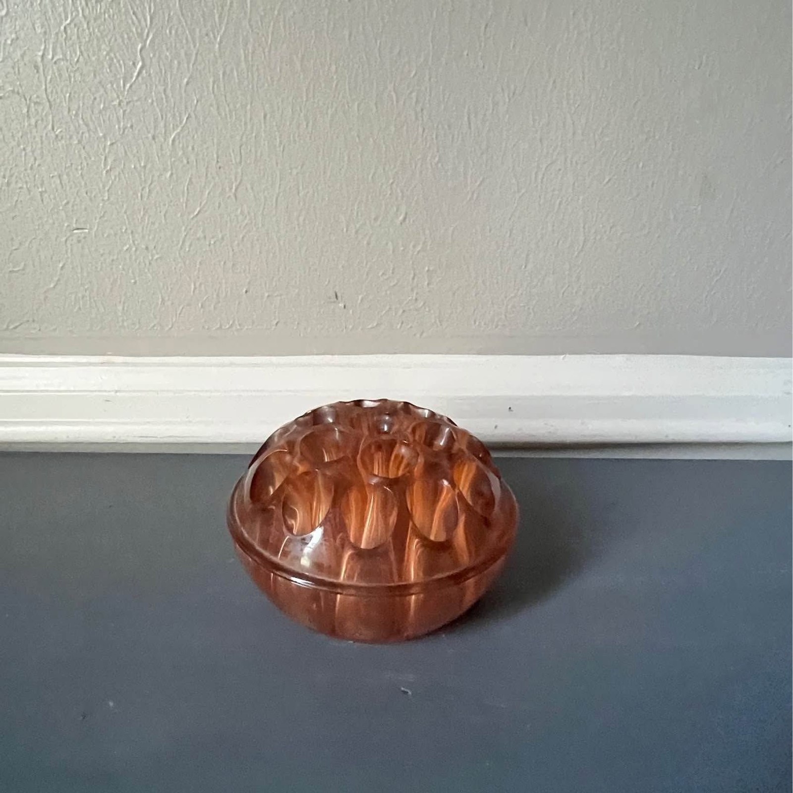 Large Pink Depression Glass 19 Hole Floral Frog