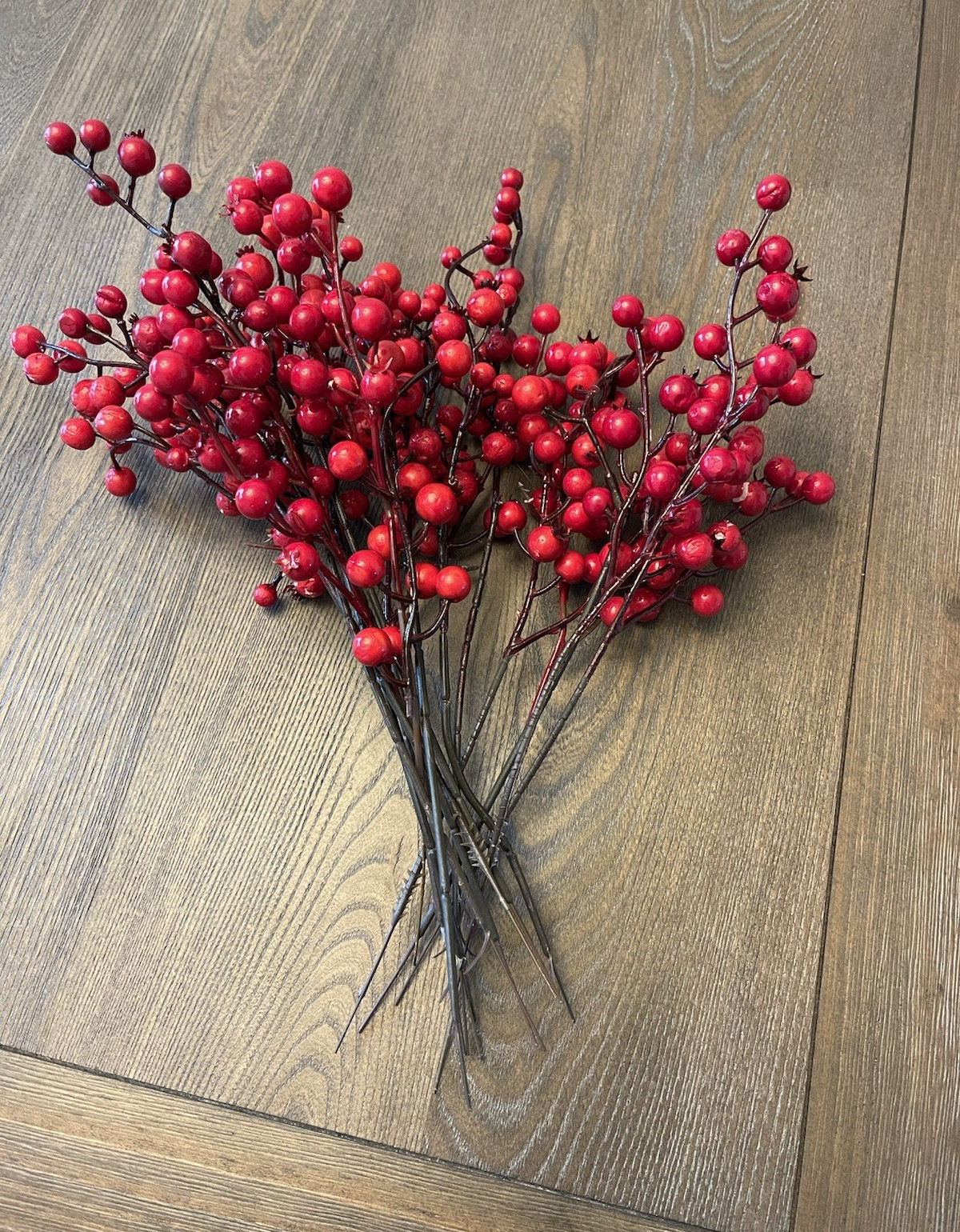 Artificial Red Berry Branch Berry Stem Floral Arrangement, Plastic Red/Brown